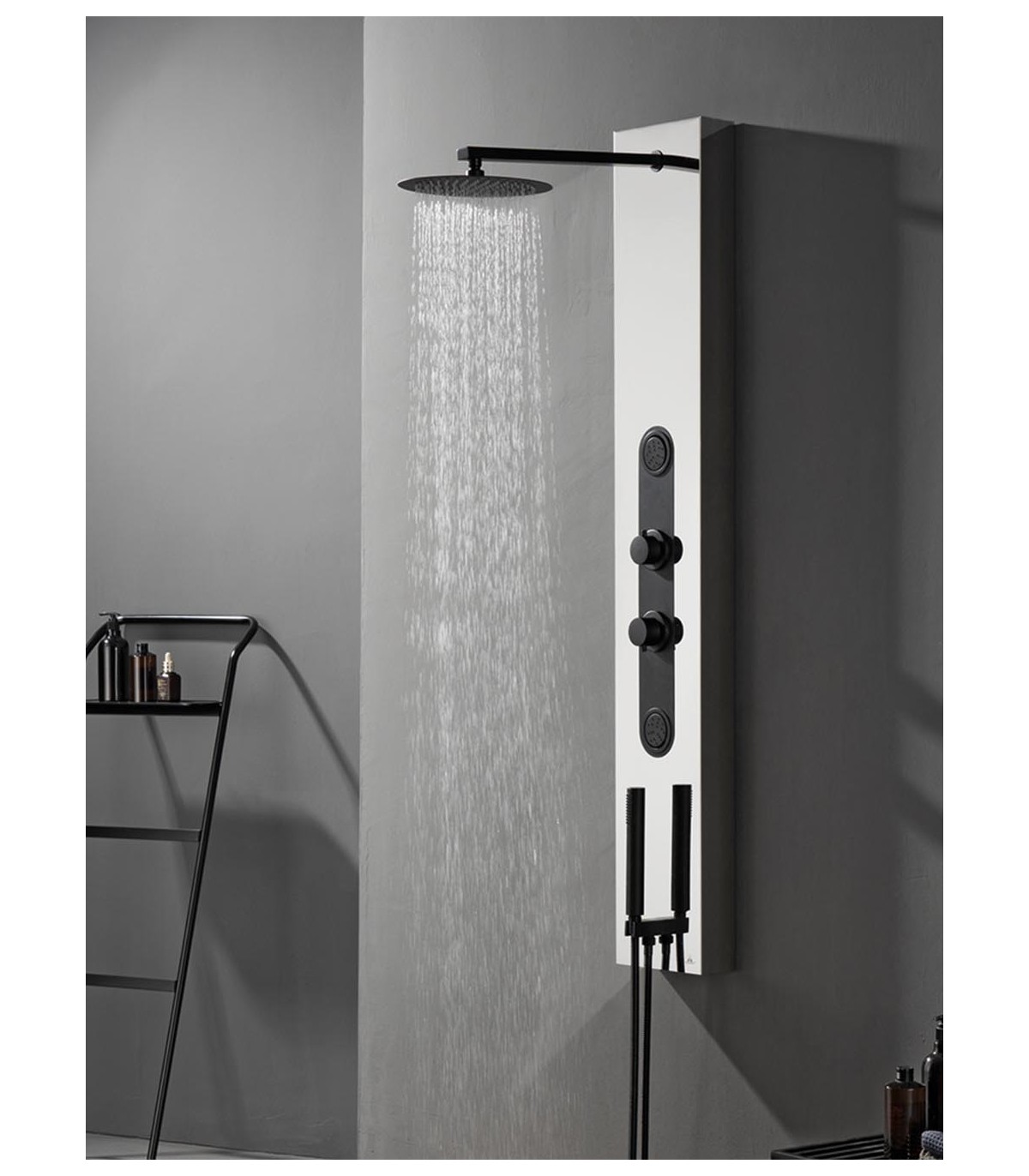 Columna de ducha de aluminio 3 jets 20 x 148 cm negra 